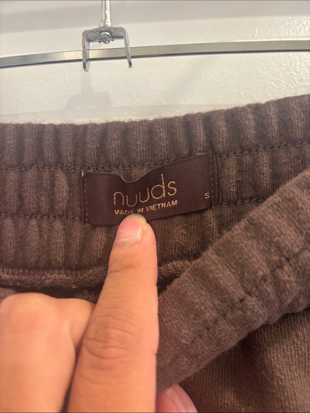 NUUDS Size S Chocolate Brown 100% Cotton Straight Leg Sweatpants - Picture 2 of 5